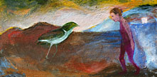 Bird and Woman Meet, acrylic on canvas, 30 x 61cm, 2009 (LB12) $329