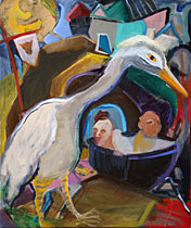 Heron in Castle Combe 2009 acrylic on canvas 60x50cm $580
