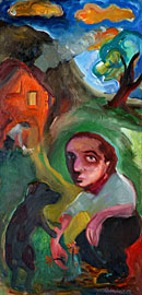 Orange Clouds, oil on canvas, 75 x 37cm, 2009 $440