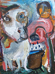 Cat in the Bathroom, acrylic on board, 72 x 54cm $364