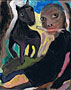 Dog and Woman Playing Stick, acrylic on canvas, 25 x20cm, 2009 $190